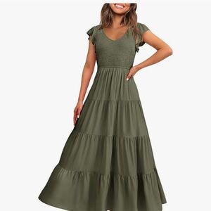 Chic Olive Maxi Dress for Women